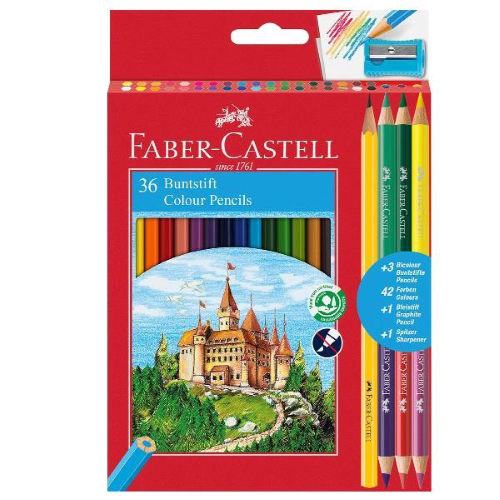 Astuccio 36 matite colorati eco Il Castello+3 bicolor+1 grafite Faber Castell